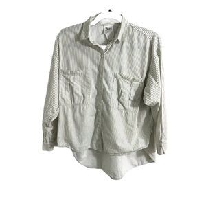 Byer women's S blouse white With stripe collar button up long sleeves